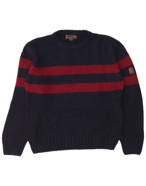 Marlboro Classics Pull à col rond pour homme Large Bleu marine Colourblock
