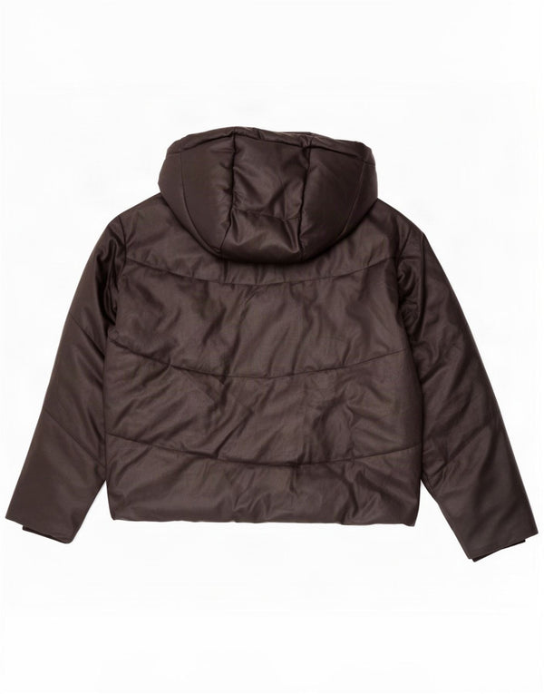 Zara Veste matelassée surdimensionnée à capuche pour femme UK 10 Small Noir Polyuréthane