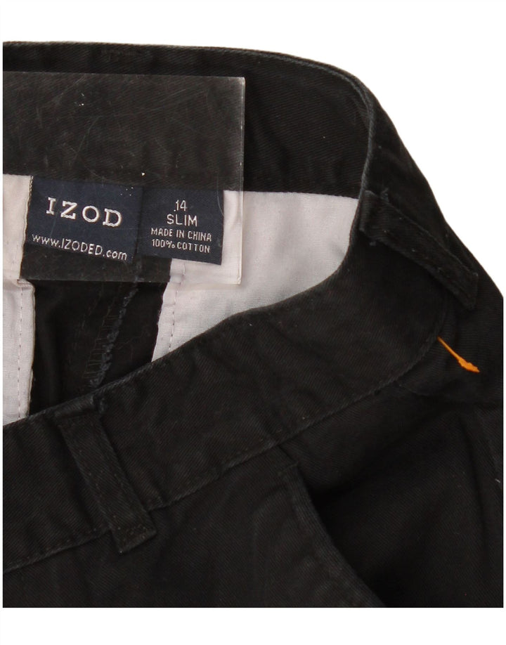 IZOD Pantalon Chino Droit Garçon 13-14 ans W26 L28 Noir Coton