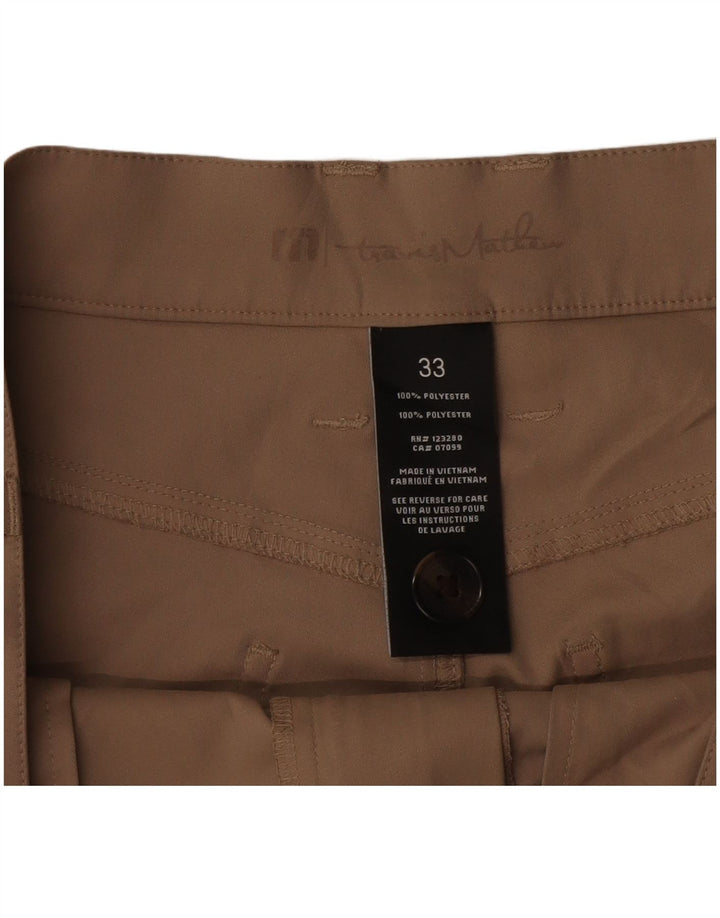 Pantalon décontracté slim vintage pour hommes W33 L31 Beige Polyester