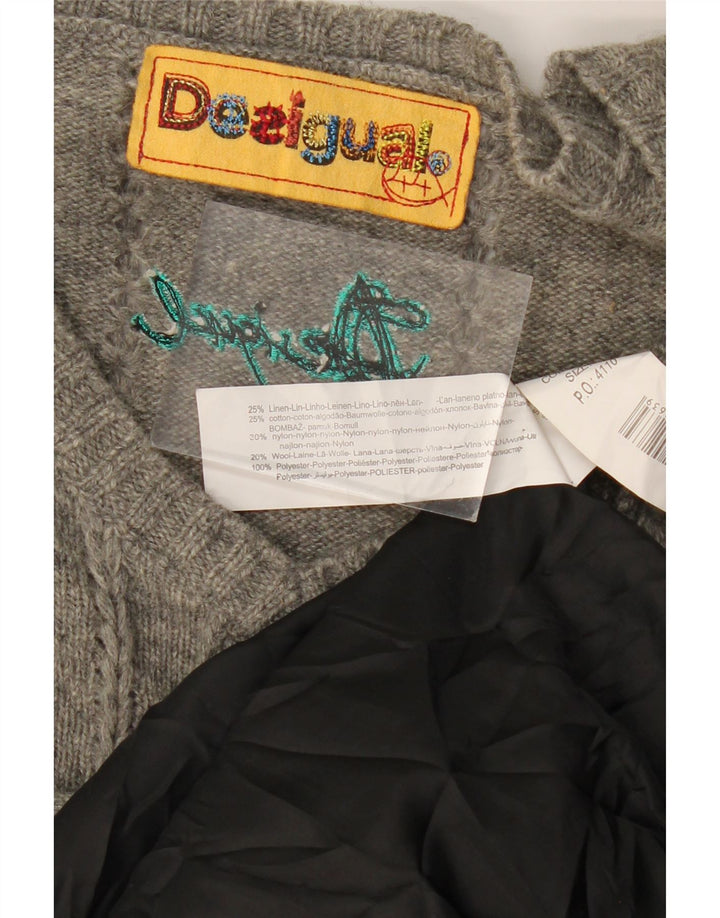 DESIGUAL Robe pull à manches longues pour femme EU 44 XL Gris Patchwork Lin