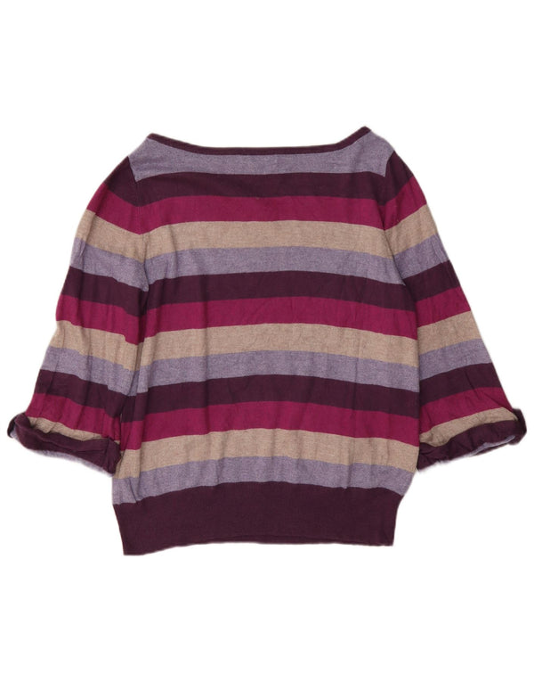 Marks & Spencer Pull col bateau pour femme UK 14 Rayé violet moyen