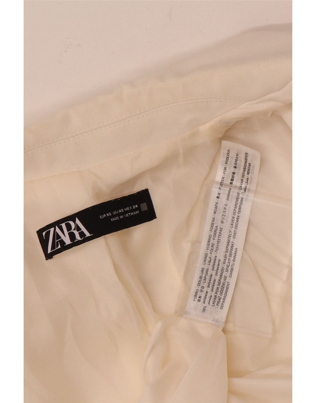 Zara Veste blazer surdimensionnée à double boutonnage pour femme UK 6 XS Blanc Polyester