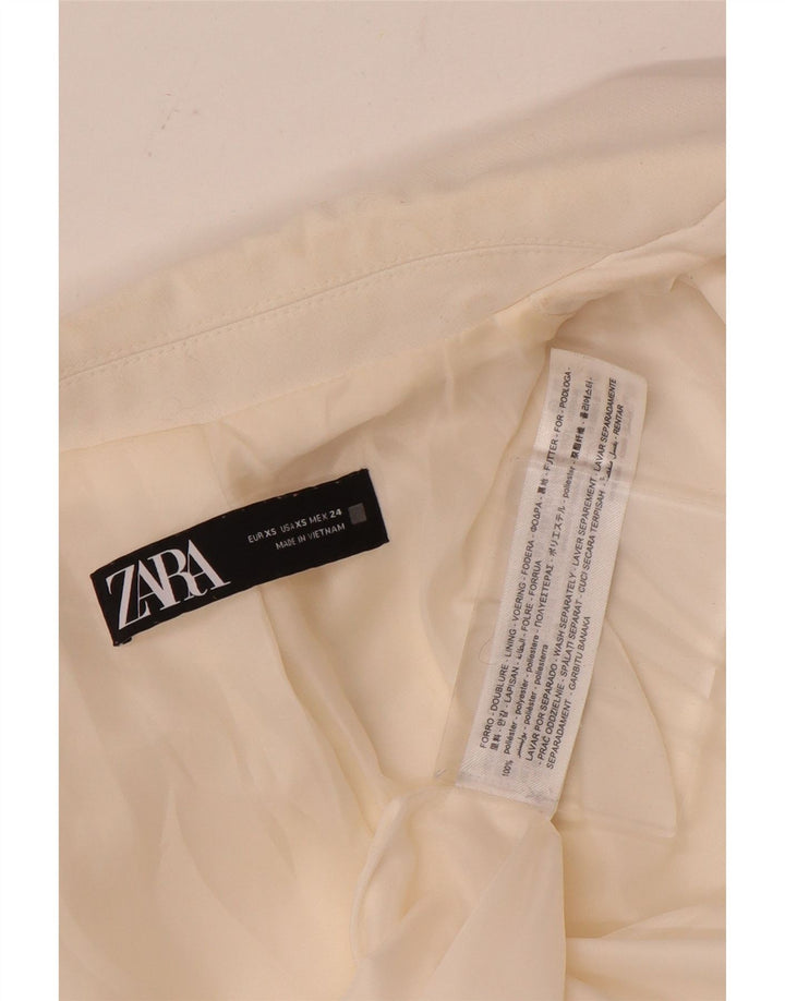 Zara Veste blazer surdimensionnée à double boutonnage pour femme UK 6 XS Blanc Polyester