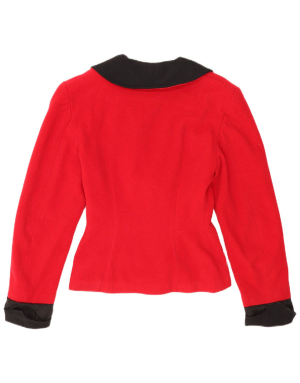 vintage Femme 1 Bouton Blazer Veste UK 12 Medium Red Colourblock