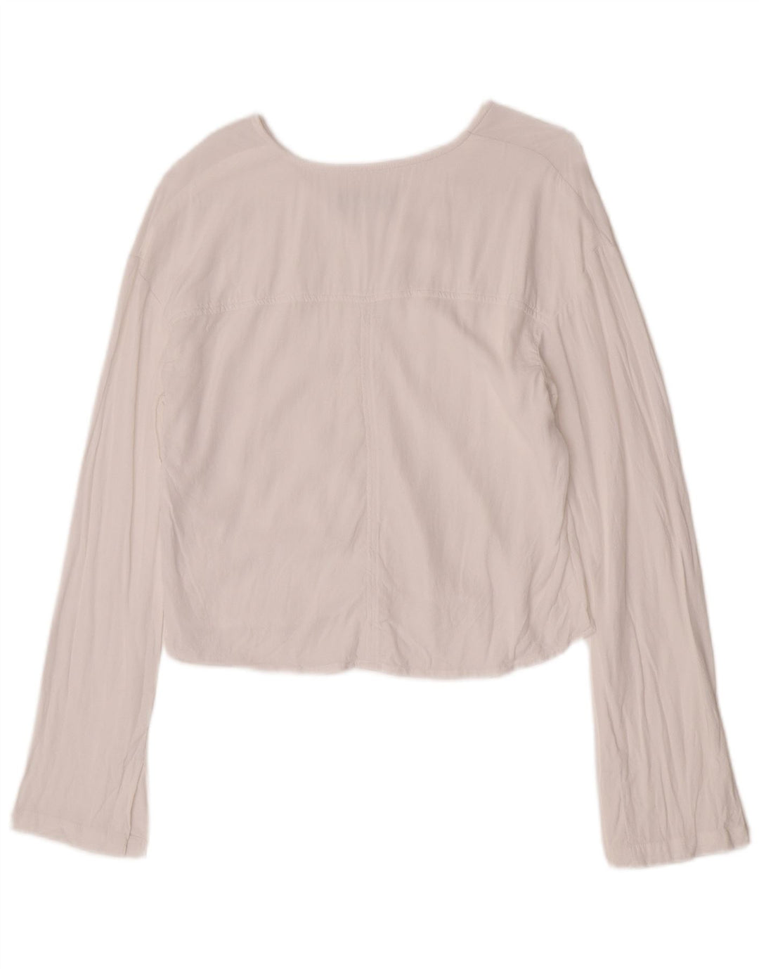 Benetton Haut court à manches longues pour femme UK 10 Petite Viscose Blanche