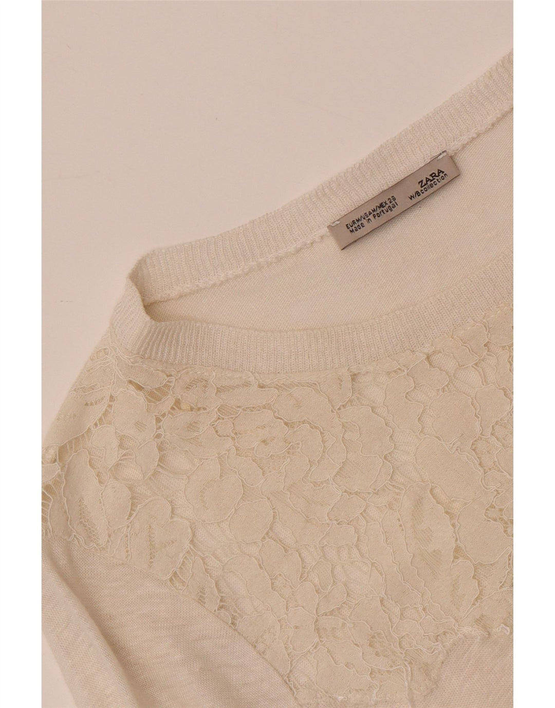 Zara Femme Top Manches Longues UK 12 Medium Off White Floral