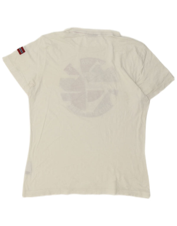 Napapijri Mens Graphic T-Shirt Top Medium White Cotton