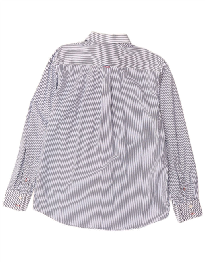 CREW CLOTHING Chemise classique pour homme en coton à fines rayures bleues