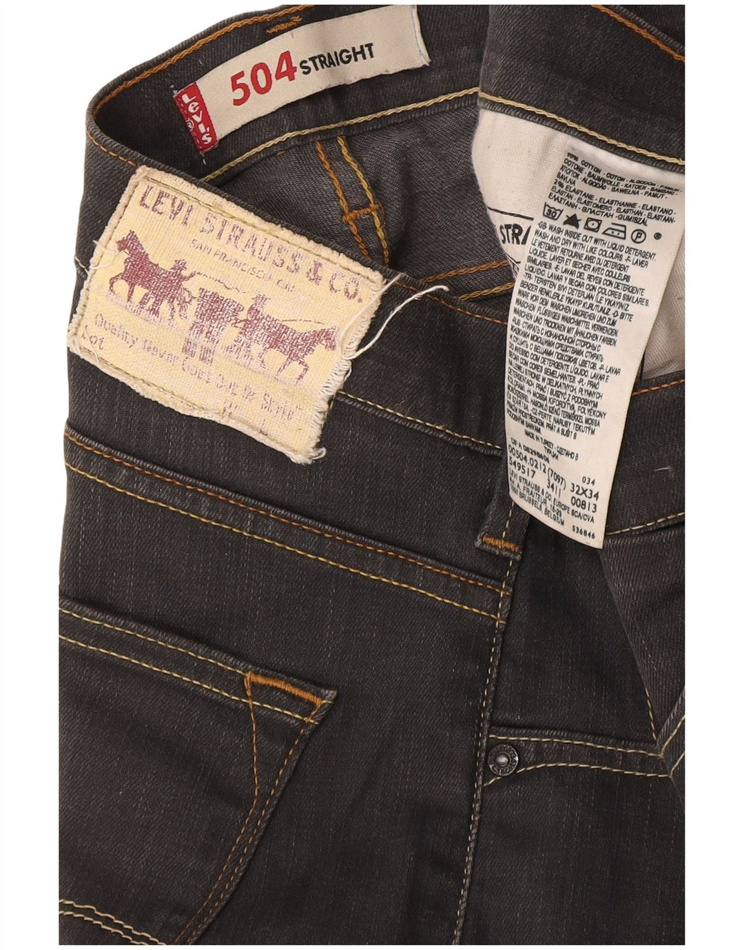 Levi's Jean Droit 504 Homme W32 L34 Gris Coton