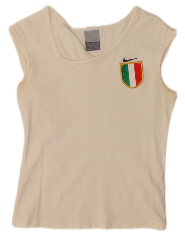 Nike Womens Italia Crop Vest Top UK 8 Small Blanc Coton