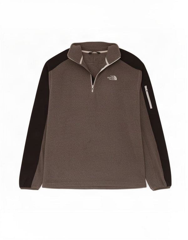 The North Face Pull polaire à col zippé pour homme Large Gris Colorblock Polyester