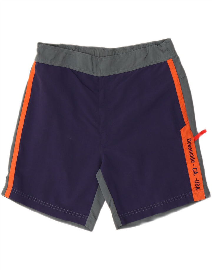 ASICS Short de bain graphique pour hommes, grand, en nylon color block, bleu marine