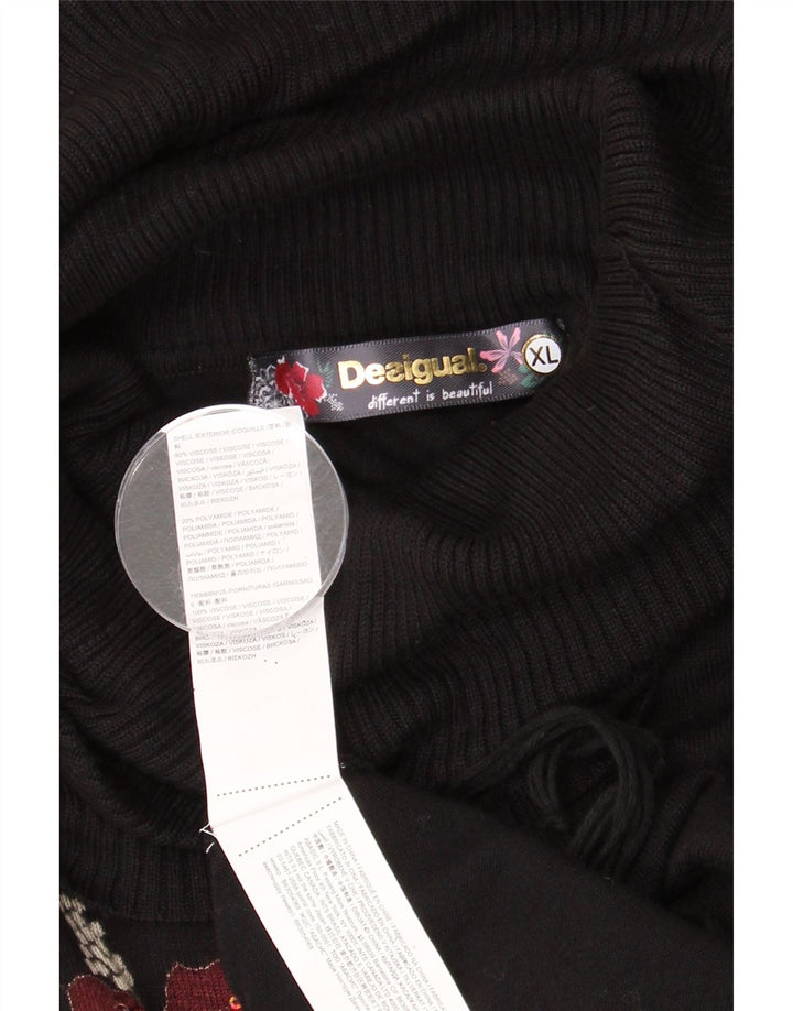 Desigual Pull surdimensionné à col roulé pour femme UK 18 XL Noir Viscose