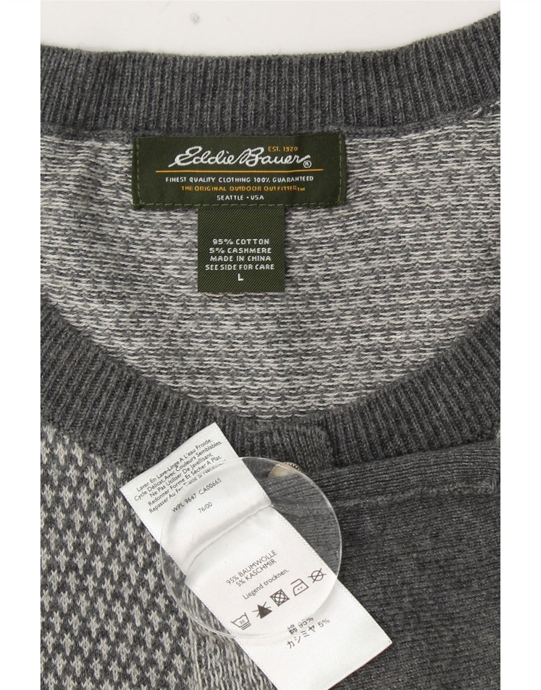 EDDIE BAUER Pull Cardigan Femme UK 14 Grand Coton Gris