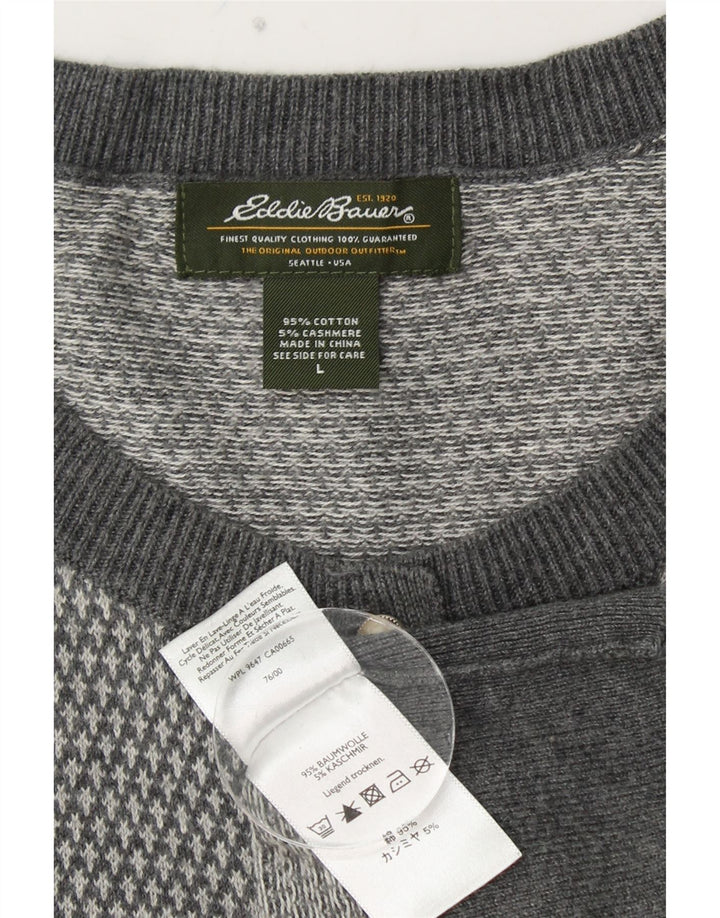 EDDIE BAUER Pull Cardigan Femme UK 14 Grand Coton Gris