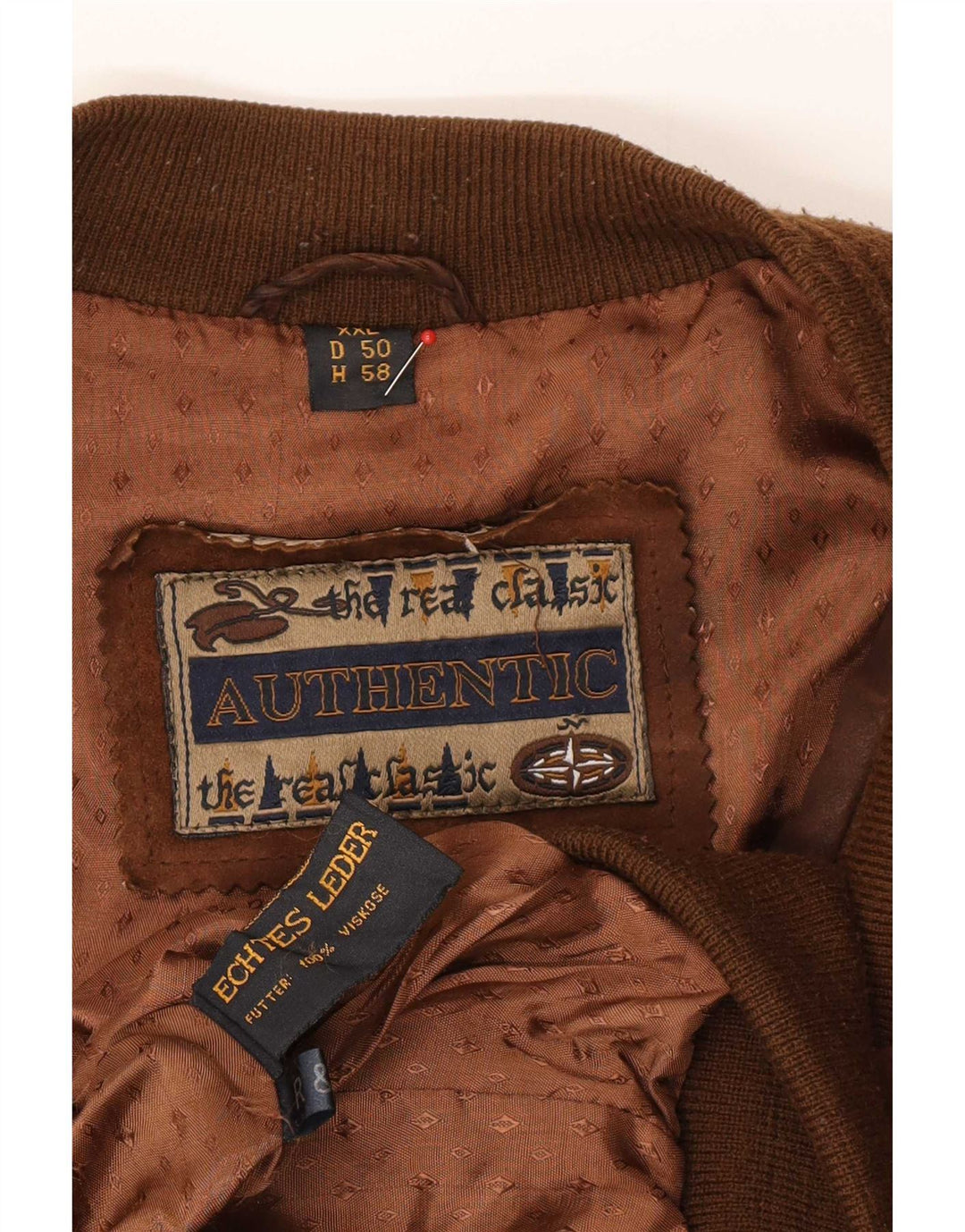 Authentique Veste Bomber En Daim Pour Homme UK 44 2XL Cuir Marron