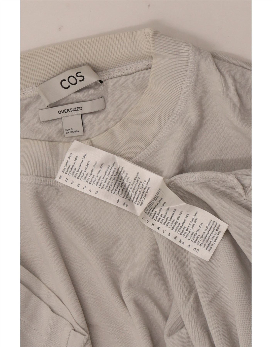 Cos T-Shirt surdimensionné pour hommes, petit haut en coton blanc cassé