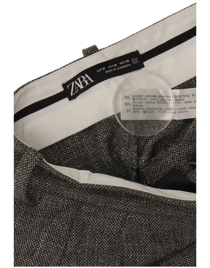 Zara Pantalon décontracté taille haute à jambe large pour femme Gris moyen Polyester