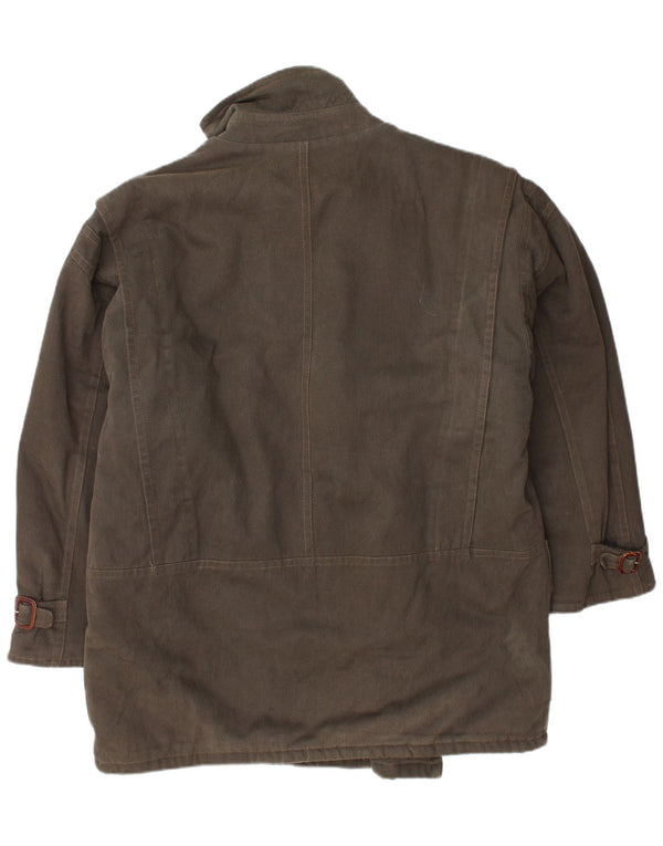 VINTAGE Veste Sherpa Homme UK 40 Grand Coton Marron
