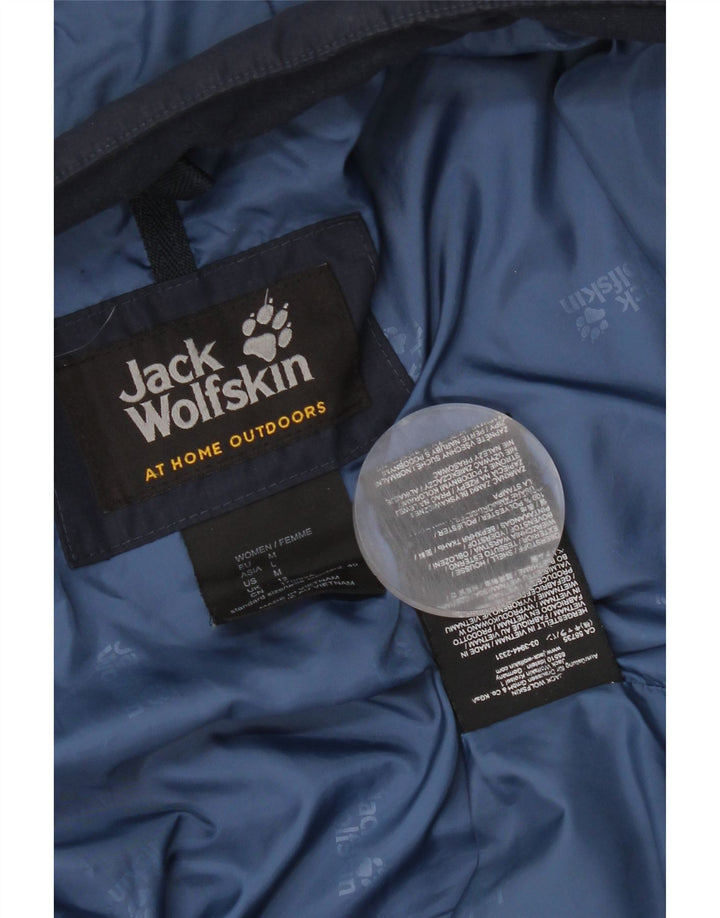 Jack Wolfskin Manteau rembourré à capuche pour femme UK 12 Bleu marine moyen Polyester