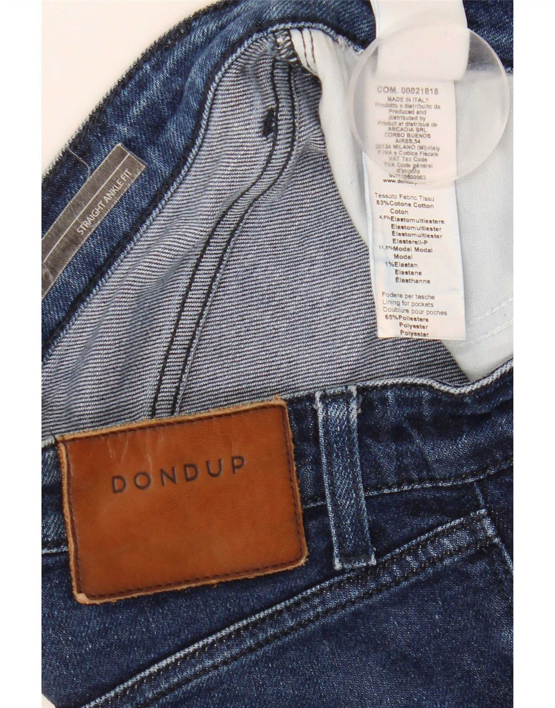 Dondup Jean droit femme W28 L27 bleu marine coton