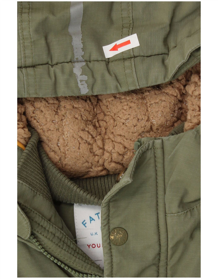 Parka à capuche Fat Face pour garçon 8-9 ans en coton kaki