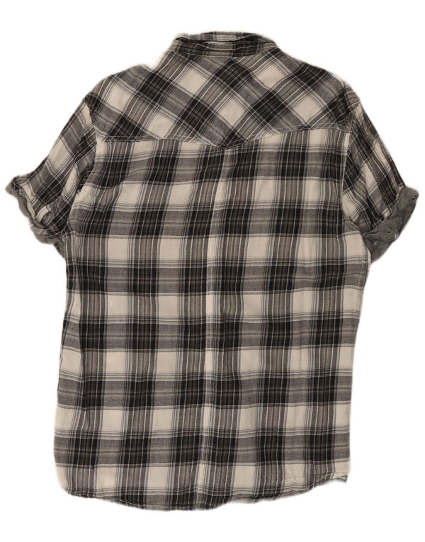 Jack & Jones Chemise en flanelle à manches courtes pour hommes, grand carreaux en coton gris