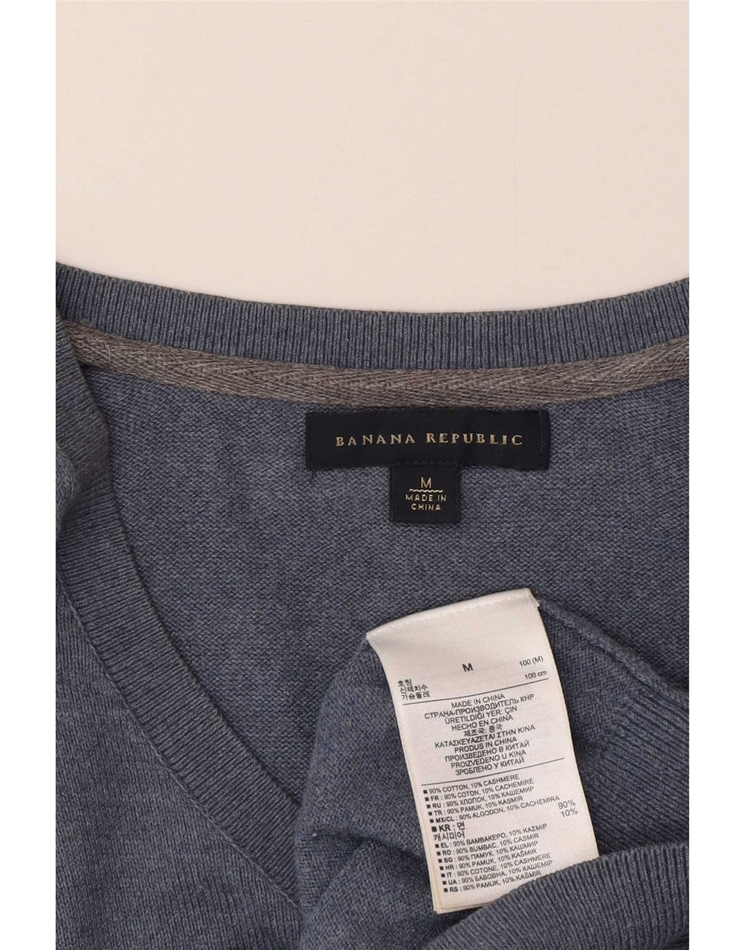 Banana Republic Pull Col V Homme Bleu Moyen Coton