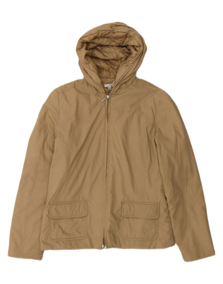 Zara Veste bomber à capuche pour femme UK 14 Polyester beige moyen