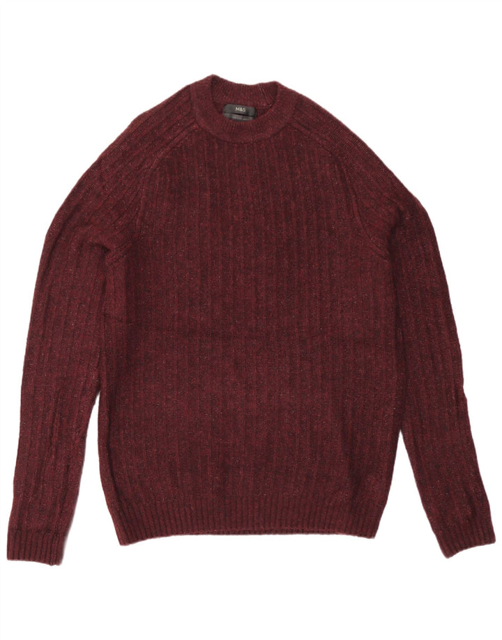 Marks & Spencer Pull à col rond pour homme Taille L Bordeaux moucheté