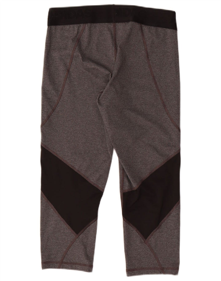 Adidas Femmes Climacool Capri Leggings UK 12/14 Gris Moyen Colorblock