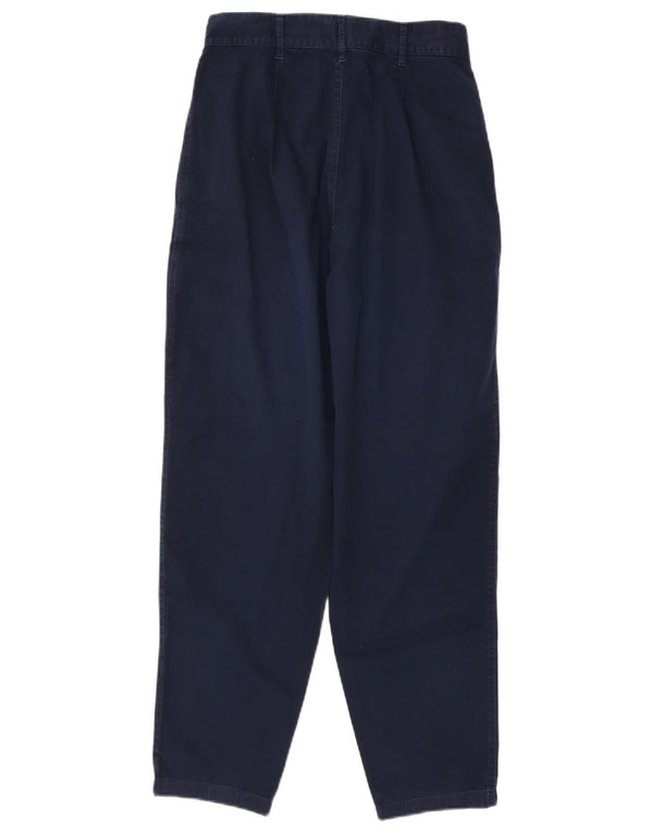 Benetton Pantalon décontracté taille haute pour femme IT 42 Medium W26 L28 Bleu marine