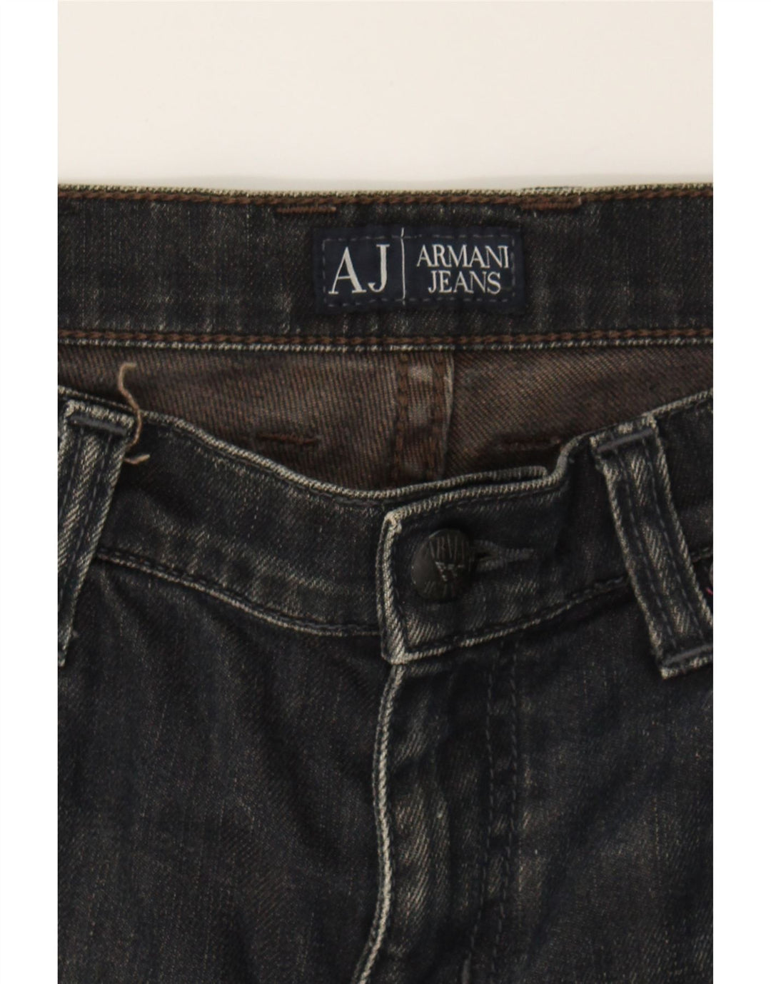 ARMANI Womens Straight Jeans W27 L28 Navy Blue Cotton Vintage Armani and Second-Hand Armani from Messina Hembry 