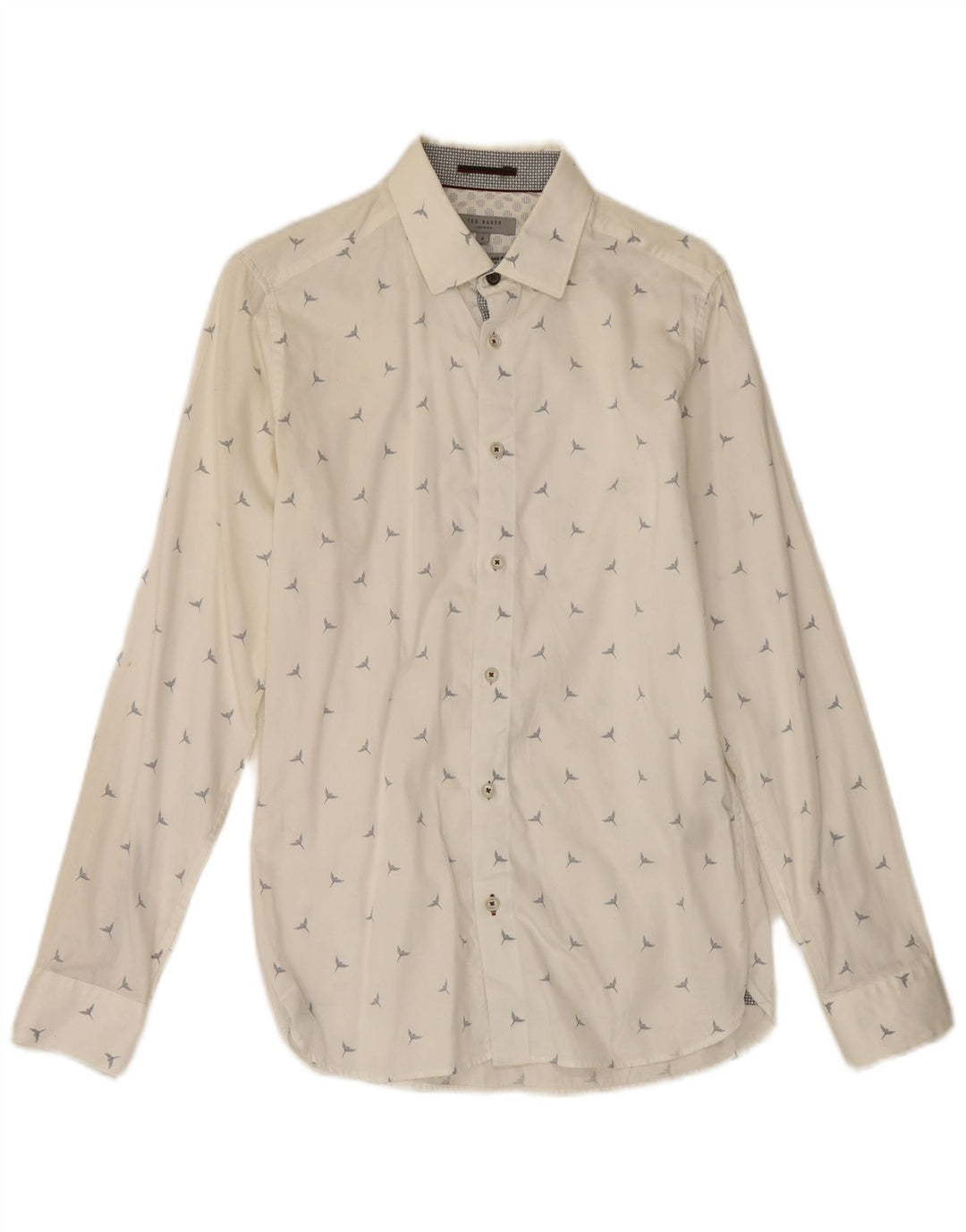 Ted Baker Chemise à motif abstrait pour homme Taille 2 Petit coton blanc