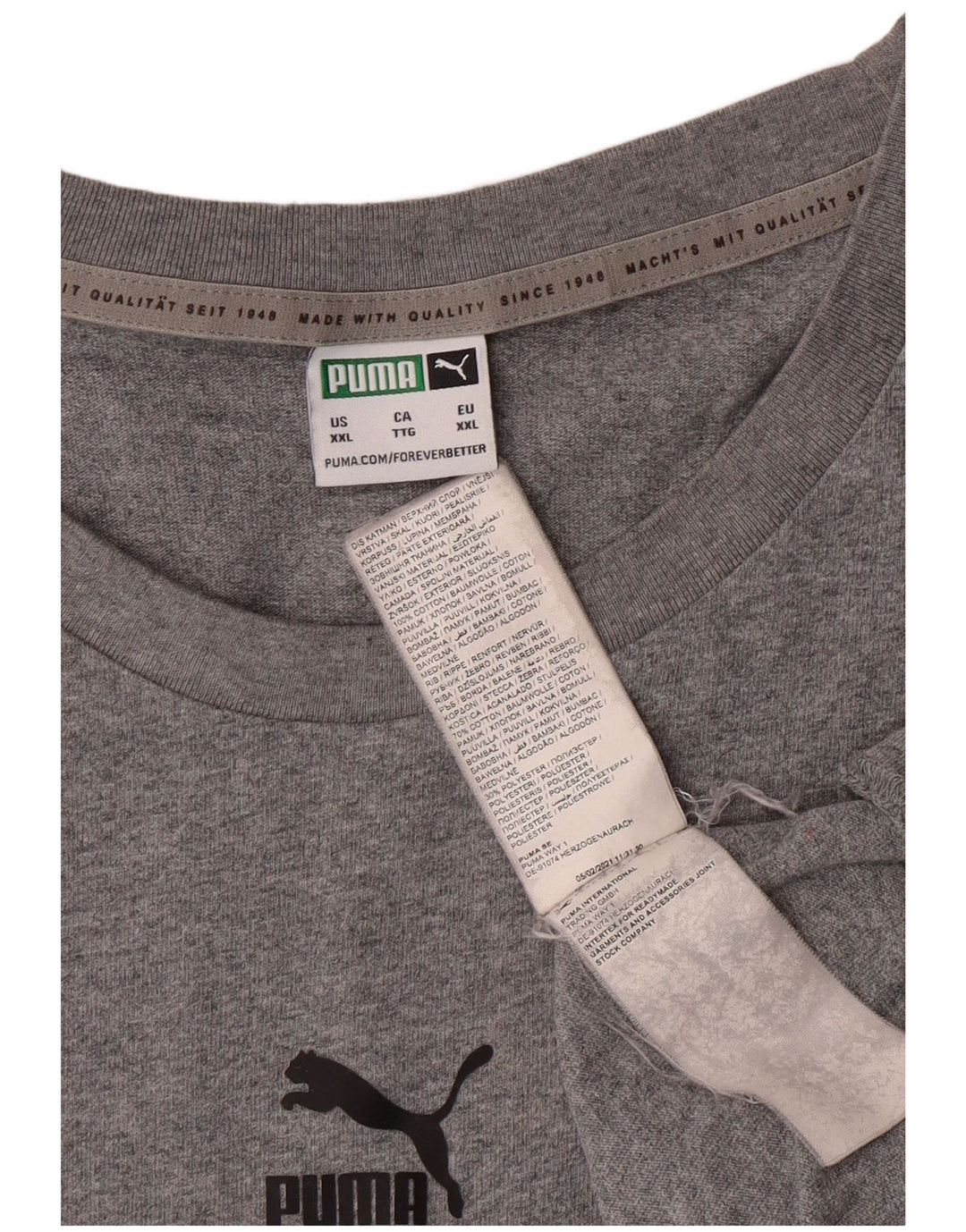 Puma T-shirt graphique pour homme 2XL Gris Coton
