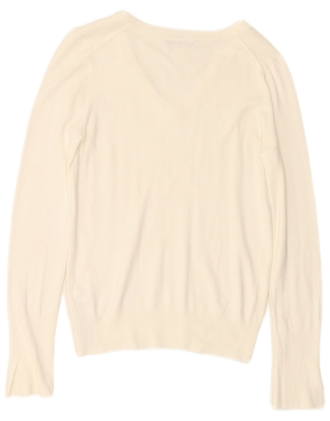 ZARA Femme Pull Col V UK 10 Petit Viscose Blanc