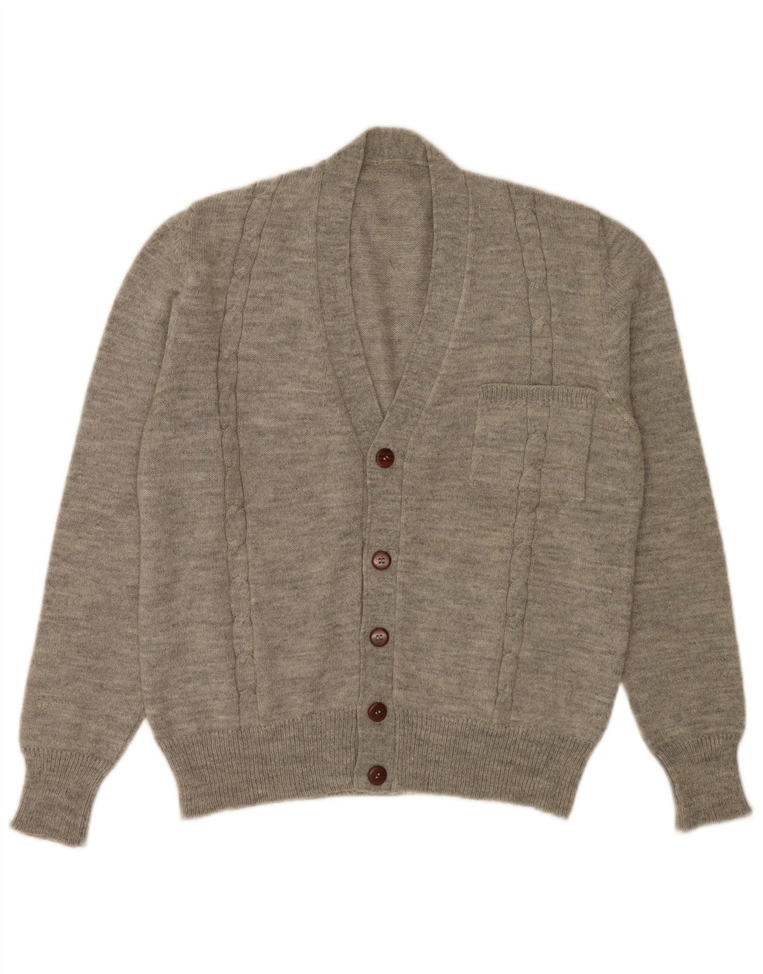 vintage Mens Cardigan Sweater Moyen Gris Moucheté