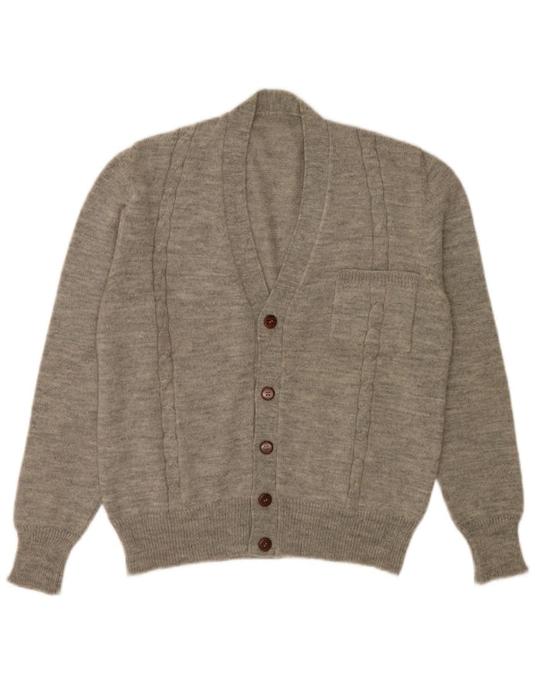 vintage Mens Cardigan Sweater Moyen Gris Moucheté