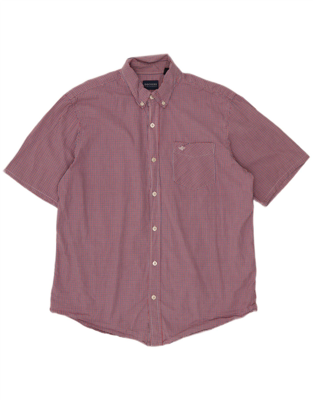 Dockers Chemise à Manches Courtes Homme Rouge Moyen Vichy Coton