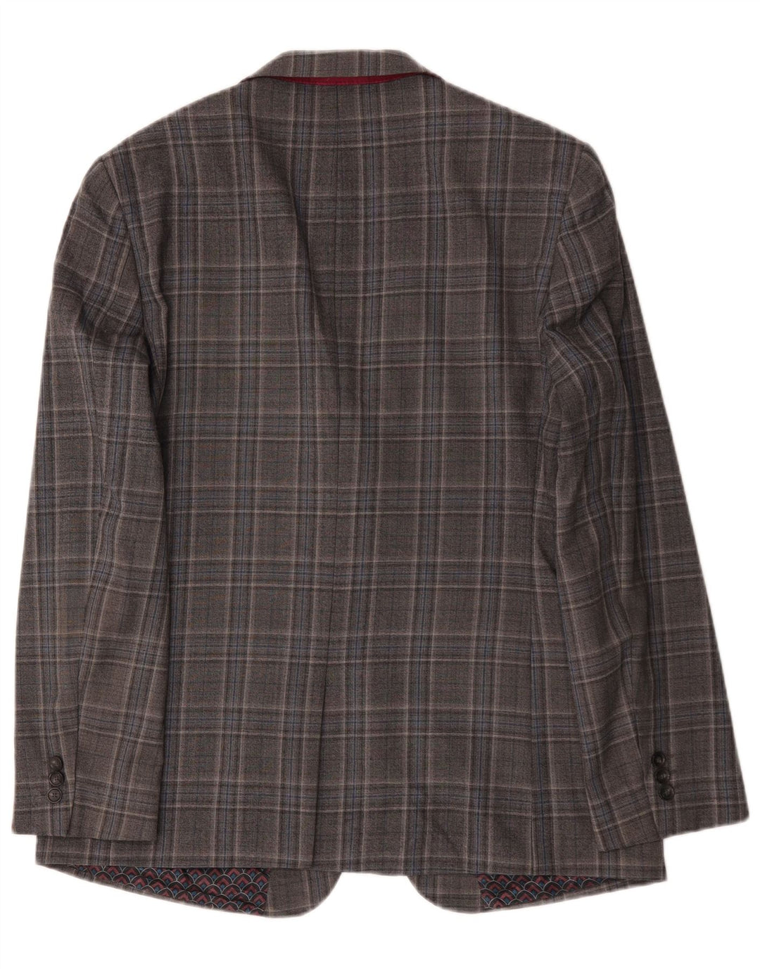 Ted Baker Veste blazer longue à 2 boutons pour homme UK 44 2XL Gris à carreaux en laine
