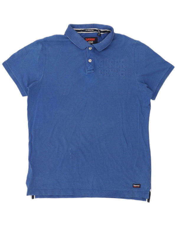 Superdry Polo Graphique Homme 2XL Bleu Coton