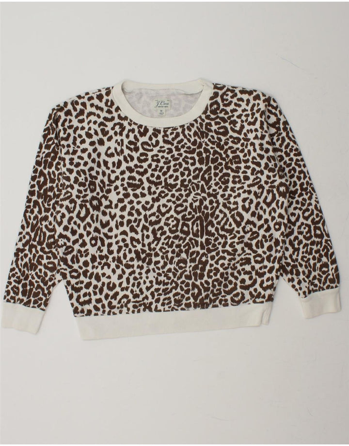 J. CREW Womens Oversized Sweatshirt Jumper UK 14 Medium White Animal Print Vintage J. Crew and Second-Hand J. Crew from Messina Hembry 
