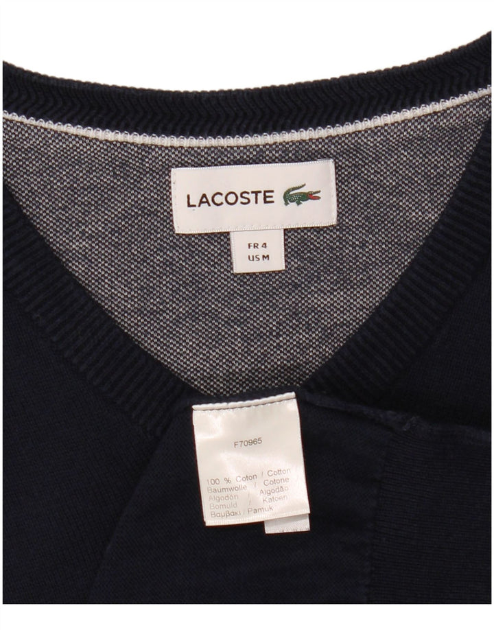 LACOSTE Homme Col V Pull Pull Taille 4 Moyen Bleu Marine Coton