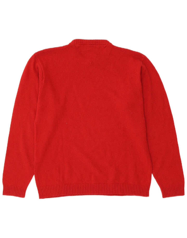 TOMMY HILFIGER Pull à col rond pour homme en laine rouge Large
