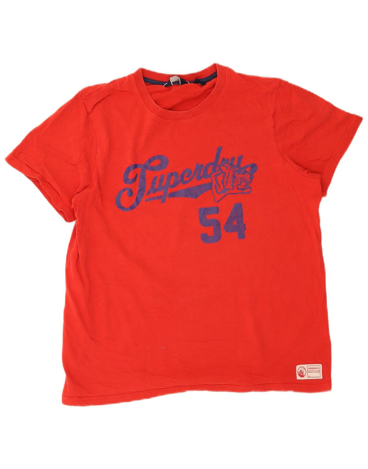 Superdry T-Shirt Graphique Top XL Rouge Coton Homme