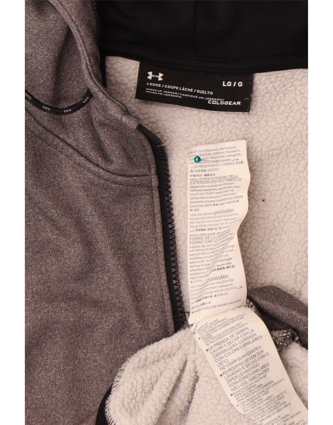 Under Armour Pull à capuche zippé Cold Gear Homme Large Gris Polyester