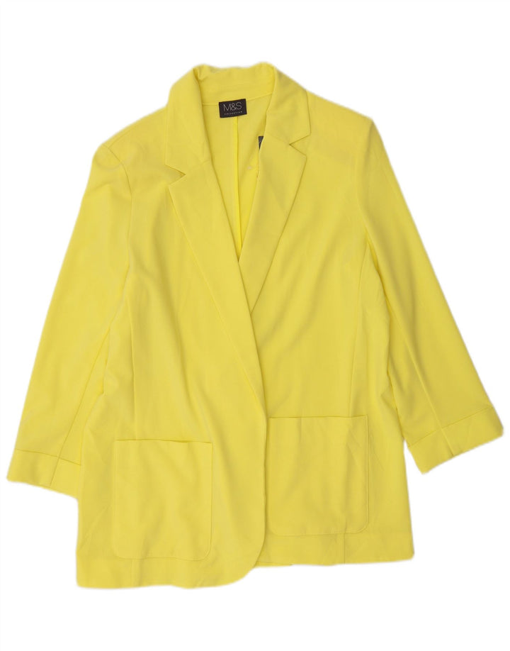 Marks & Spencer Veste blazer ouverte à manches 3/4 pour femme UK 12 Jaune moyen