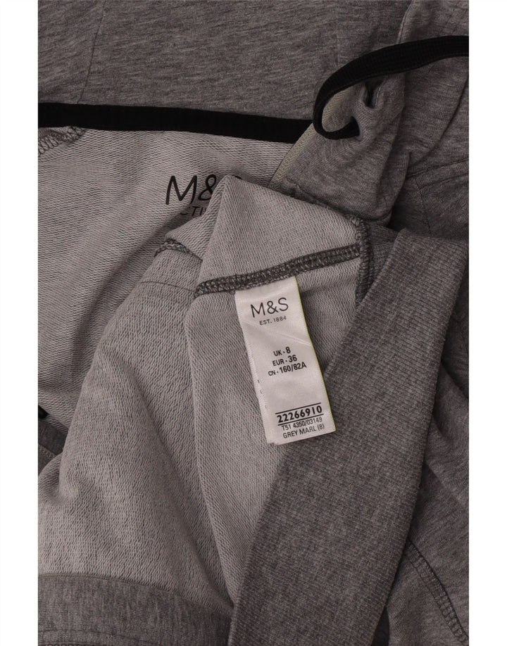 Marks & Spencer Pull à capuche zippé pour femme UK 8 Petit Gris Moucheté