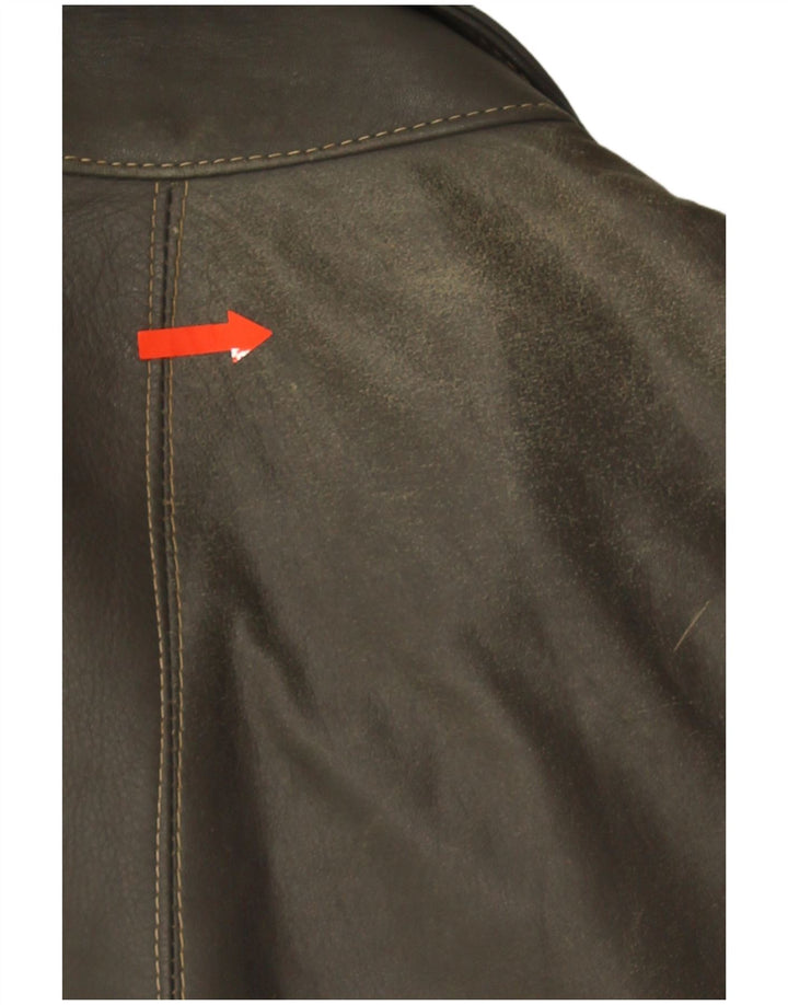 veste en cuir militaire vintage pour homme UK 38 Cuir kaki moyen